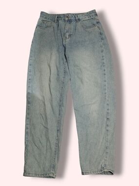 SHEIN Washed Light Blue Straight-Leg Jeans